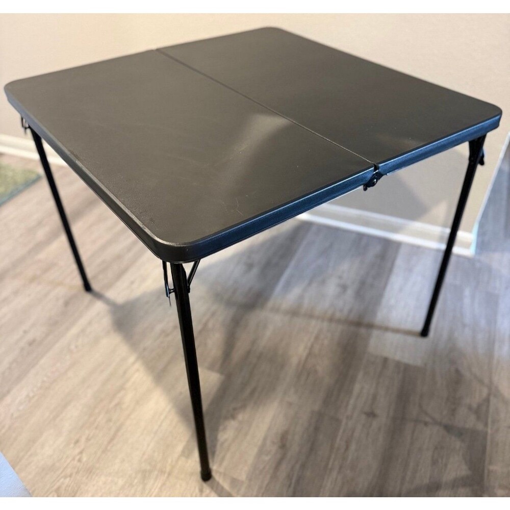 Emma + Oliver 34" Square Folding Table, Portable Collapsible Legs & Handles